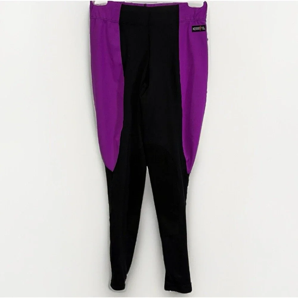 Kerrits Pants Sz S Black Purple Riding Leggings Equestrian Tights Knee Patch